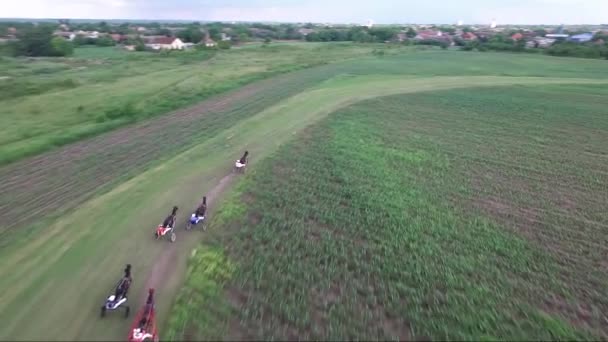 Corrida Cavalos Metragem Aérea Drone — Vídeo de Stock