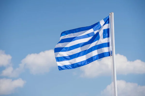 Bulut Ile Mavi Gökyüzü Ile Beyaz Pilon Beyaz Mavi Yunanistan — Stok fotoğraf