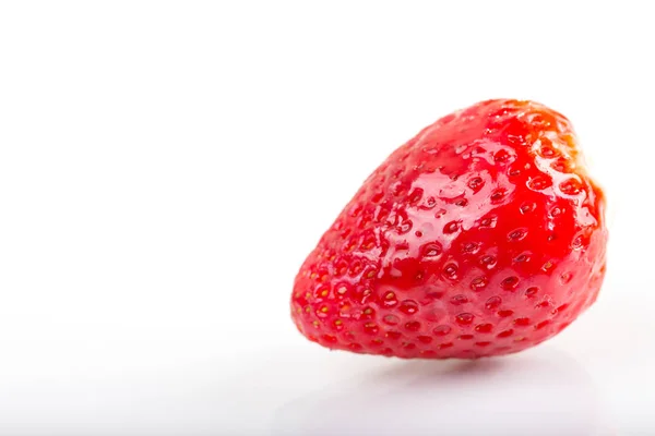 Close up detail of red fresh strawberries on white background — Stock Photo, Image