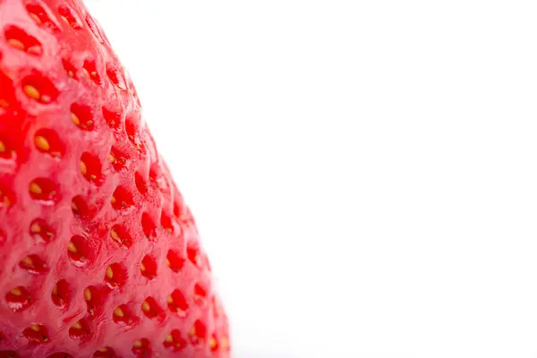 Close up detail of red fresh strawberries on white background — Stock Photo, Image