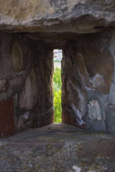 Hole in wall of Medieval fortress in Smederevo, Serbia, on coast of Danube river.