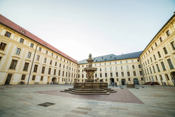 Прага, Чехія-23 липня 2019: фонтан на соборі Святого Віта в Празі — стокове фото