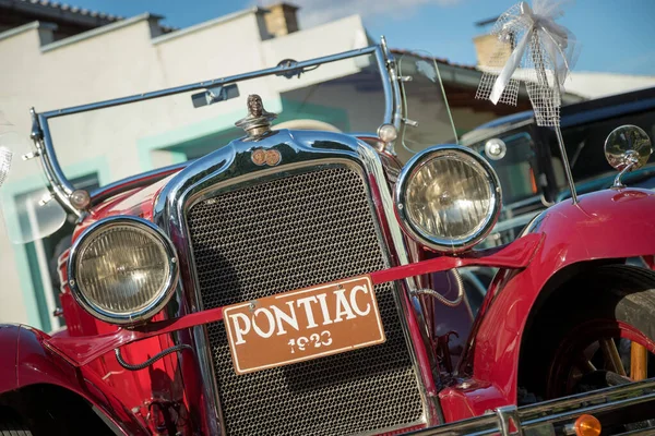 Pancevo Serbien September 2019 Vorderseite Eines Roten Pontiac Oldtimers Von — Stockfoto