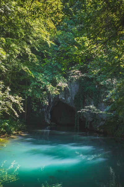 Krupajsko Vrelo Los Manantiales Krupaj Serbia Hermosa Fuente Agua Con —  Fotos de Stock