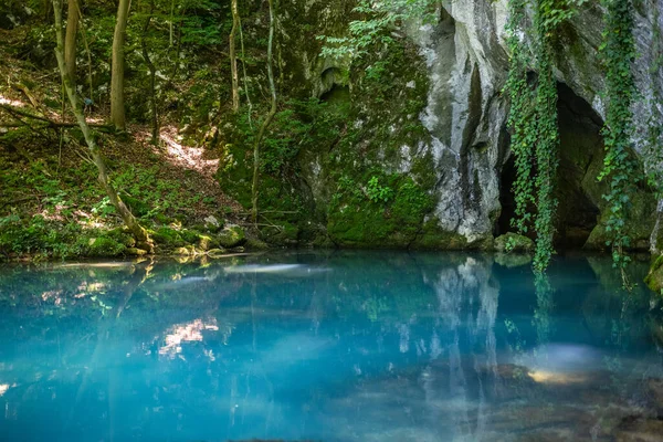 Krupajsko Vrelo Krupaj Springs Sırbistan Şelale Mağaralarla Dolu Güzel Bir Stok Resim