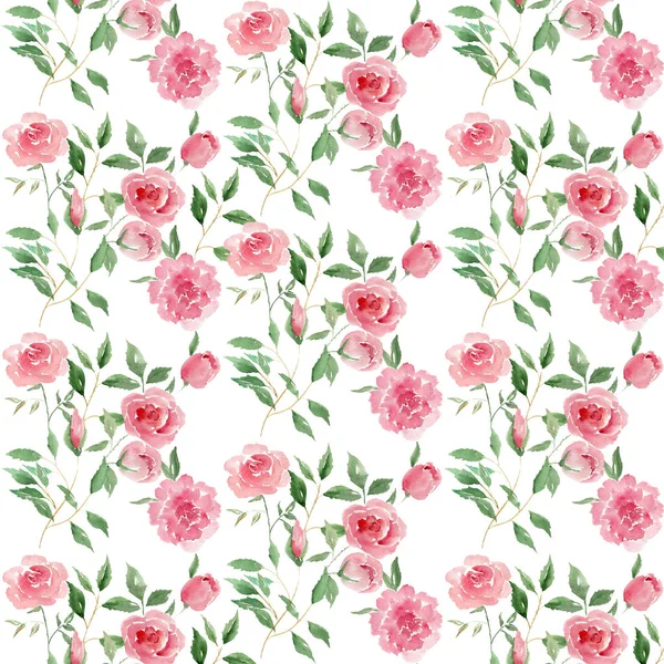 Aquarelle Motif Roses Vintage — Photo