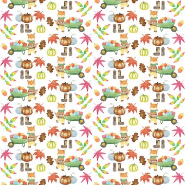 Suluboya sonbahar desen kabak ile