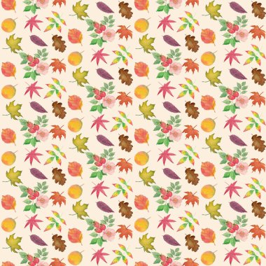 Suluboya sonbahar desen kabak ile