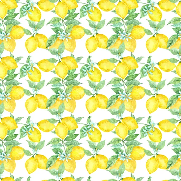 Padrão Sem Costura Aquarela Com Limões — Fotografia de Stock