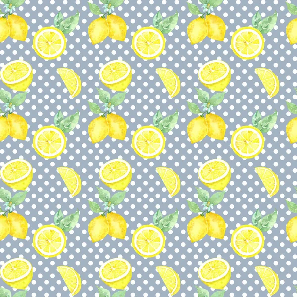 Aquarelle Motif Sans Couture Avec Des Citrons — Photo