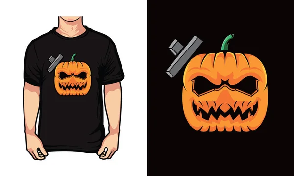Creepy Pumpkin Face Design Illustration — Stock Vector
