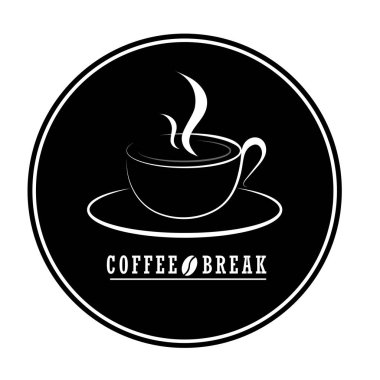 düz kahve logo vektör design.coffee logo üzerinde beyaz background.sticker izole veya dekoratif kahve shop.hipster etiket tarzı için.