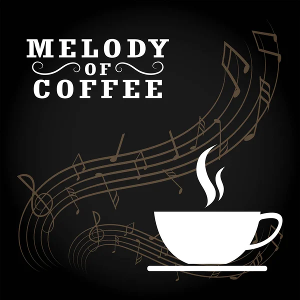 Melodia Café Logo Happy Tempo Com Coffee Coffee Design Logotipo — Vetor de Stock