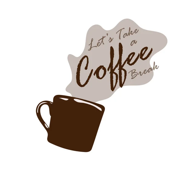 Coffee Break Com Café Cup Element Banner Sticker Coffee Logotipo — Vetor de Stock