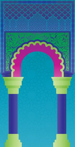 Moroccan Door Facade Modern Cool Color — Stock Vector