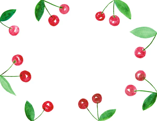 Cherry Bakgrund Isolerade Abstrakt Akvarell Fri Hand Illustration För Vykort — Stockfoto