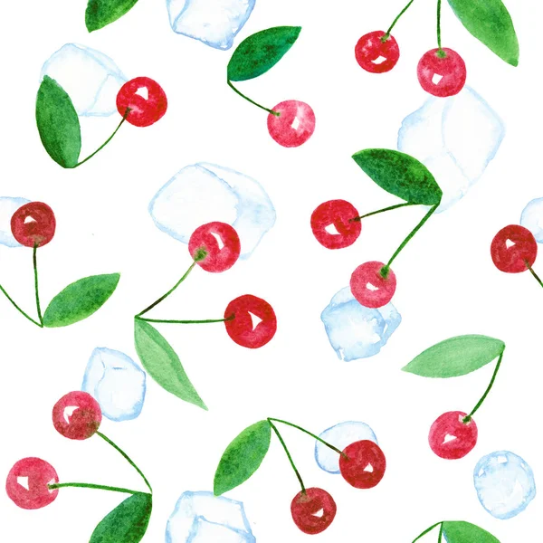 Cherry Sömlösa Mönster Abstrakt Akvarell Hand Dras Illustration För Inslagning — Stockfoto