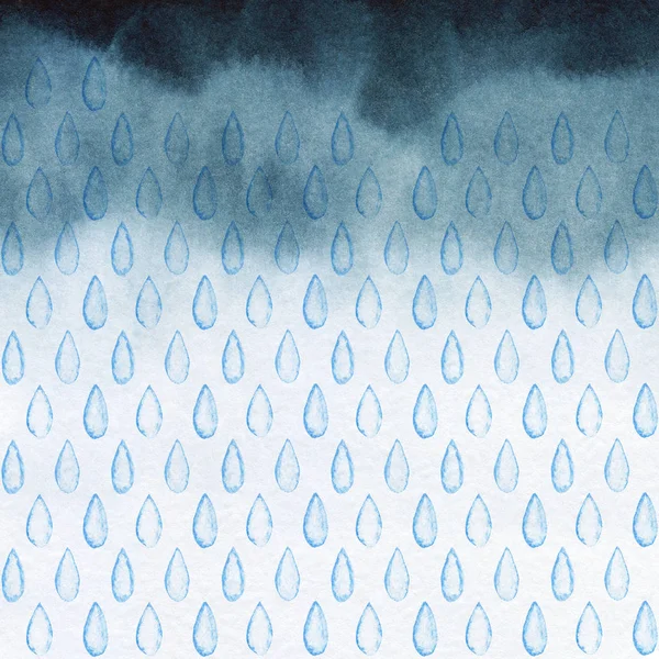 雨下阴雨的天空 抽象水彩手绘插图为包装 纺织品 — 图库照片