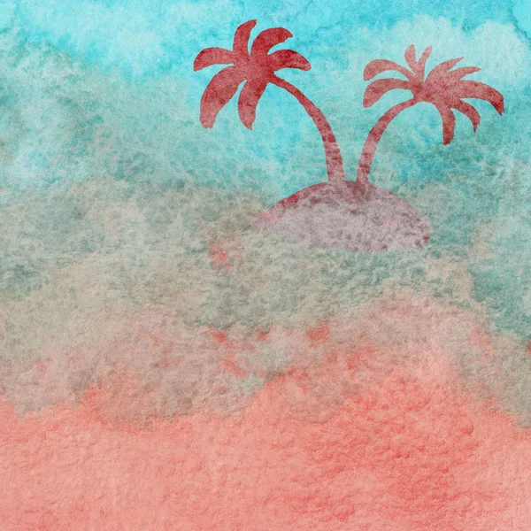 Tropických Palem Silhoette Abstraktní Akvarel Volnou Rukou Kreslené Ilustrace Pro — Stock fotografie
