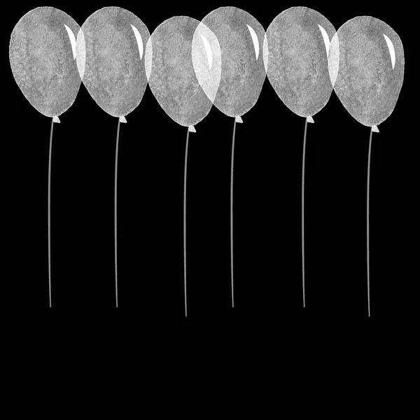 White balloons on black — ストック写真