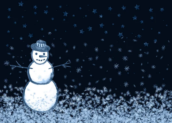 Biglietto invernale pupazzo di neve di Natale — Foto Stock