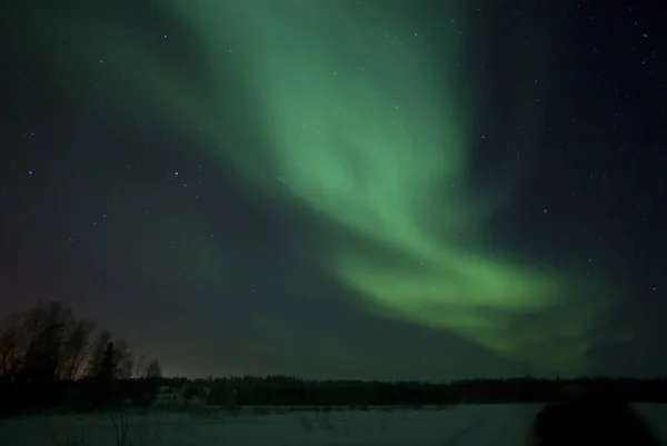 Green Aurora Far Lake Yellowknife Northwest Territories Canada — Stock Photo, Image