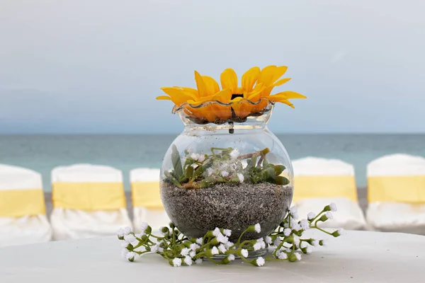 Plaj Düğün Dekorasyonu, Ayçiçeği Süslemesi