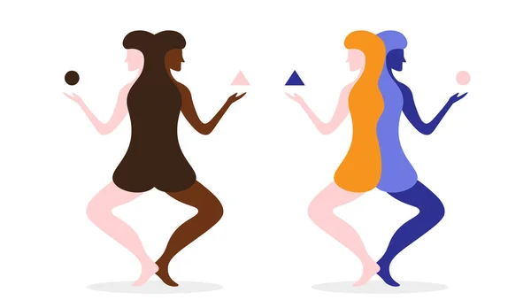 Yoga kadın Fitness soyut kavram. Vektör çizim
