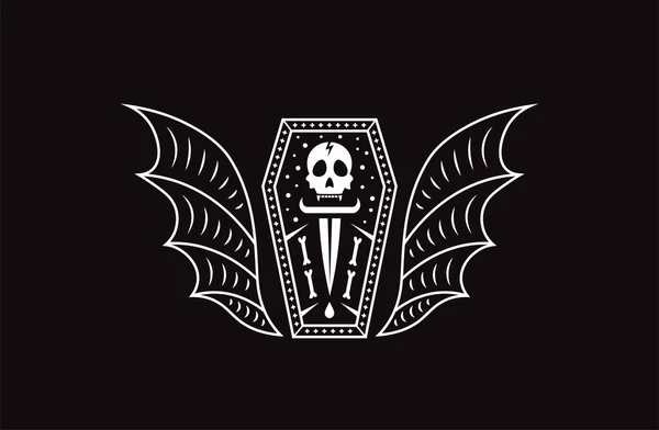 Kafatası tabut vampir. Logo kafatası vektör çizim.