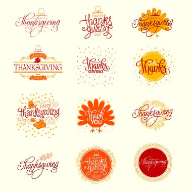 Şükran günü ayarlayın. El yapımı vektör çizim