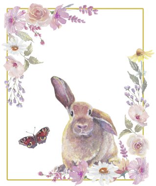 Paskalya tavşanı çerçeve çiçek