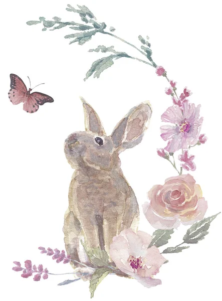 Paskalya tavşanı çelenk ile kelebek