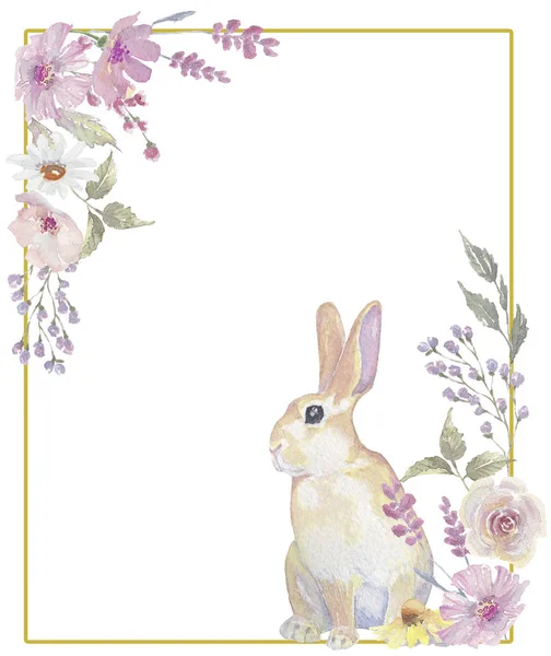 Yellow easter bunny frame — Stock Photo, Image