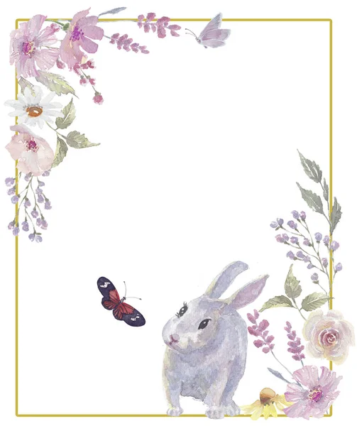 Blanc cadre de lapin de Pâques — Photo