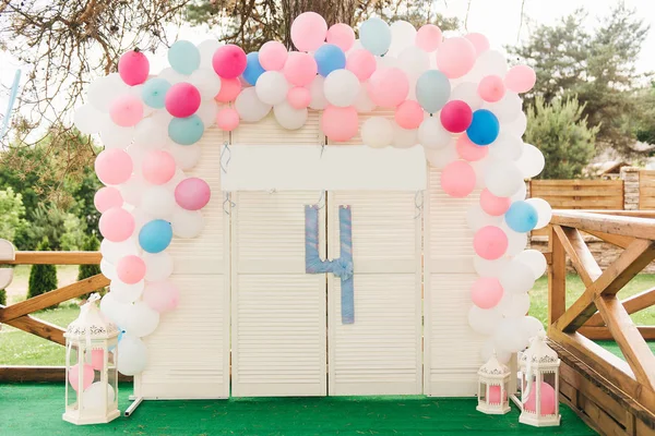 Zona Fotos Para Fiesta Cumpleaños Infantil Con Número Espacio Libre — Foto de Stock