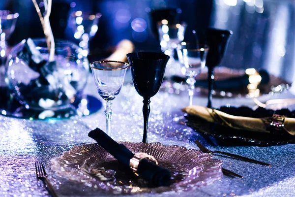 Tavoli Allestiti Una Festa Eventi Ricevimento Nozze Elegante Tavola Lusso — Foto Stock