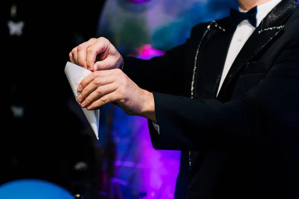 Hand Magician Bag Holds Magical Ritual Trick — Stock Photo, Image