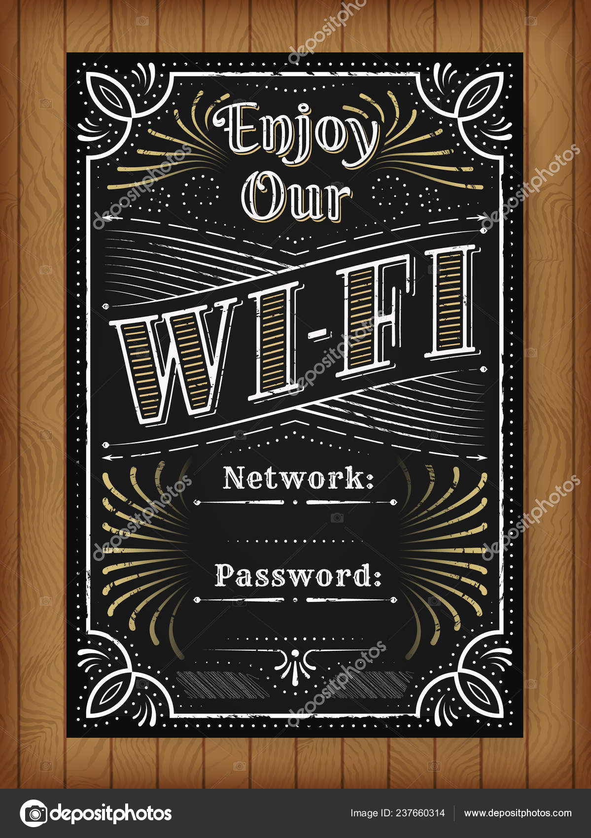 WiFi Password Chalk Board Sign39 x 29 cmPub Cafe Broadband 