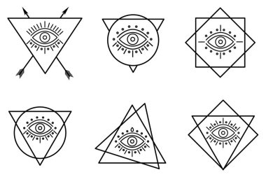 tüm görme dövme gözünde üçgenler satır.