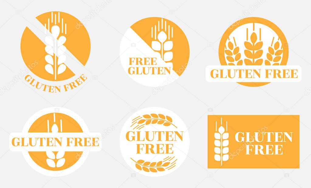a set of trademarks with images and information on the lack of gluten in the products.