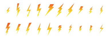 Flash, elektrik gök gürültüsü simgeler yıldırım ayarla