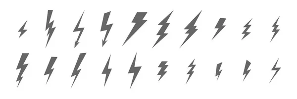 Ensemble Monochrome Flash Foudre Icônes Tonnerre Électrique — Image vectorielle