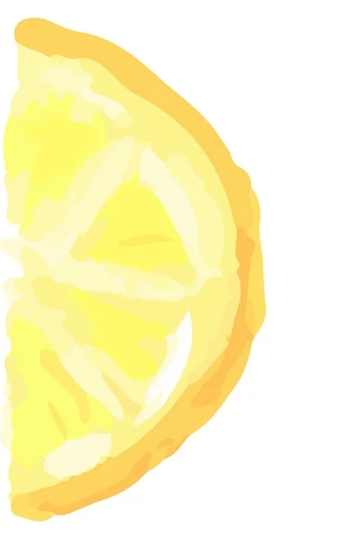 Helft van het schijfje citroen. Hand getekende zomer ontwerp voor logo, verkoop, banner en achtergronden. — Stockvector