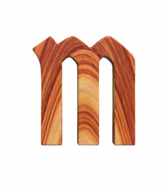 3D render yazı tipi cilalı gül ağacı endgrain Germania açık büyük M