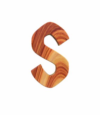 3D render yazı tipi cilalı gül ağacı endgrain Germania açık büyük S