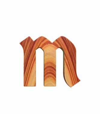 3D render yazı tipi cilalı gül ağacı endgrain Germania açık küçük harf m