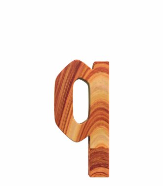 3D render yazı tipi cilalı gül ağacı endgrain Germania açık küçük harf q