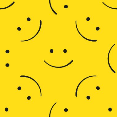 İfadeler seamless modeli. Sarı emoji vektör arka plan. Gülümsüyor yüz doku şablonu. Modern suratlar TEKSTIL, iç tasarım, kitap tasarımı, Web sitesi arka plan için. Eps10.