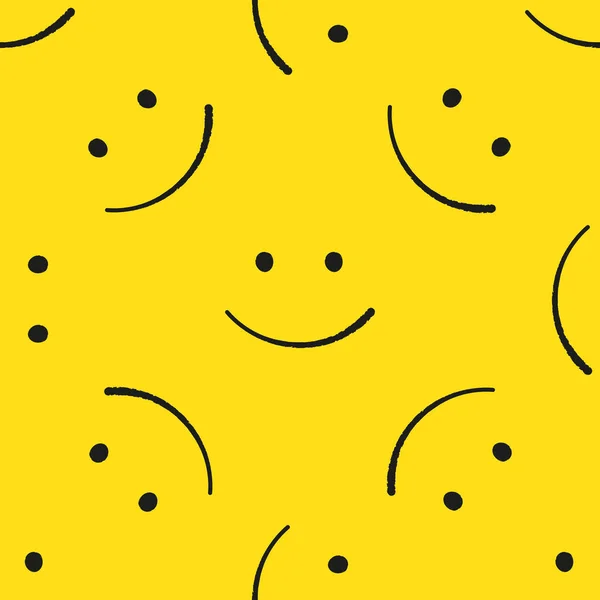 Emoticons nahtlose Muster. gelber Emoji-Vektorhintergrund. Lächeln Gesicht Textur Vorlage. moderne Smileys für Textilien, Innenarchitektur, für Buchgestaltung, Website-Hintergrund. eps10. — Stockvektor