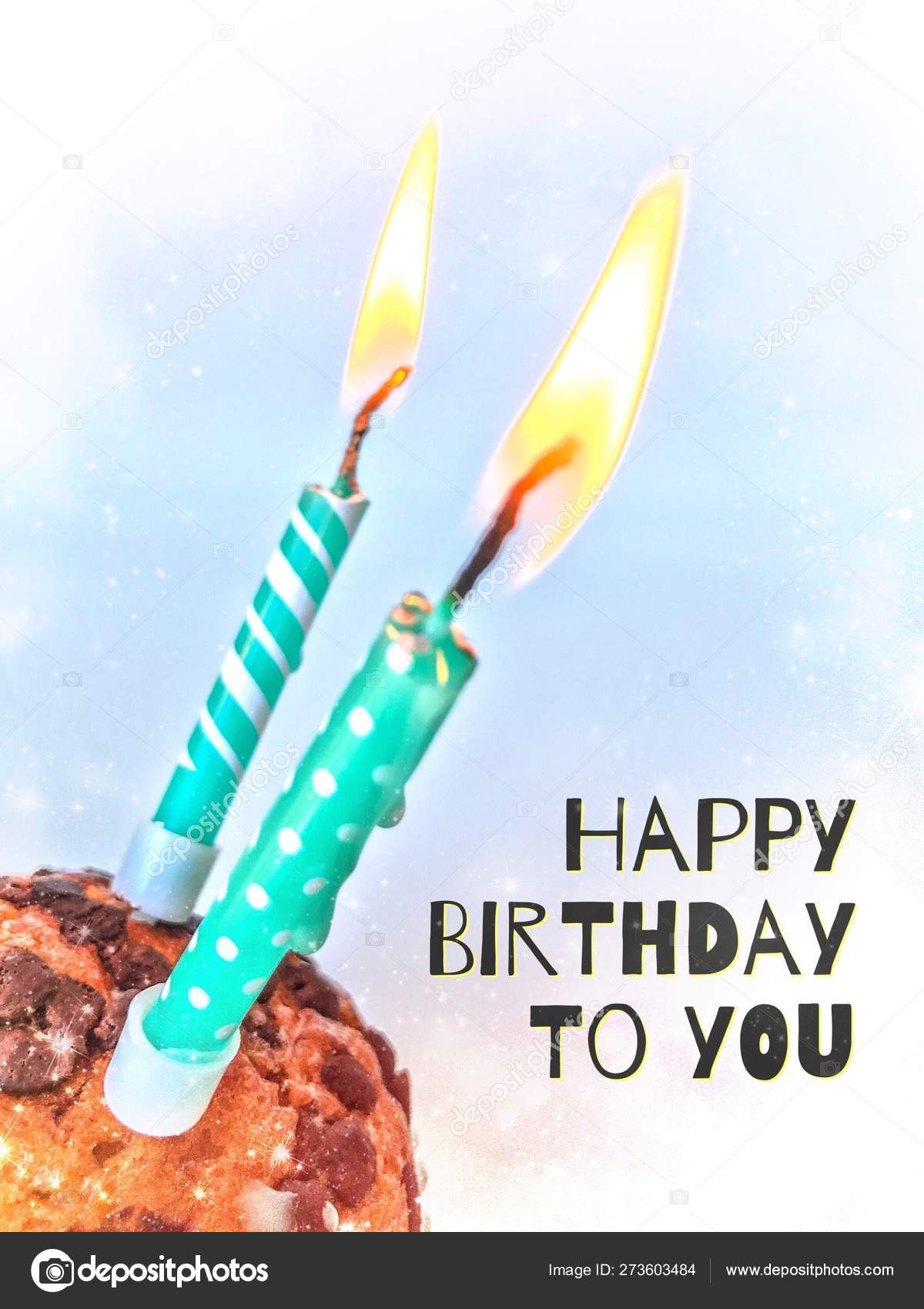 Happy birthday background - birthday cupcake with burning candle. Holidays  greeting card Stock Photo by ©Luzss 273603484